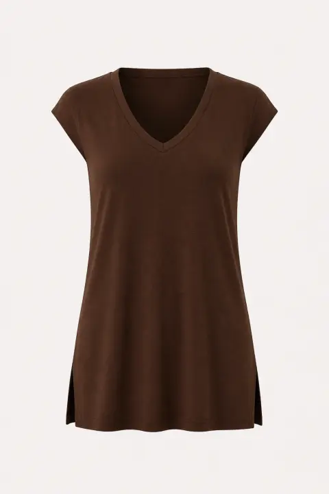 Cap Sleeve V-Neck Tunic