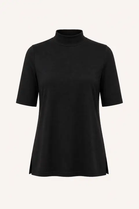 Elbow-Length Mock Neck Tunic