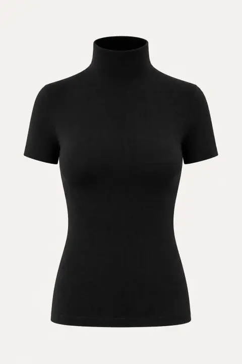 Short Sleeve Integral Turtleneck Bodysuit