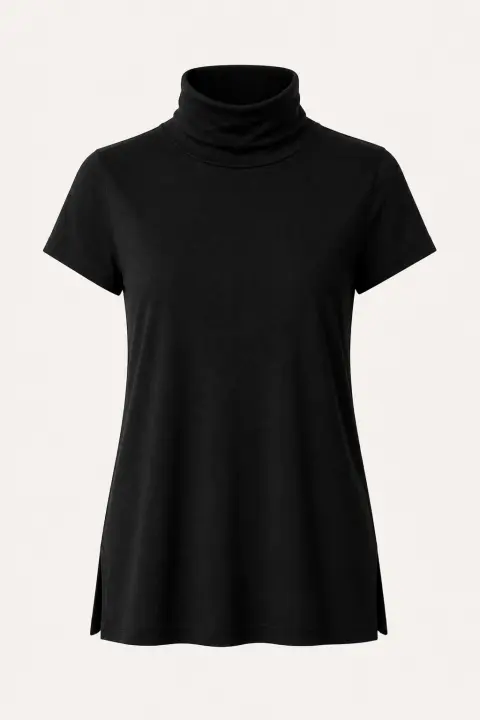 Short Sleeve Integral Turtleneck Tunic
