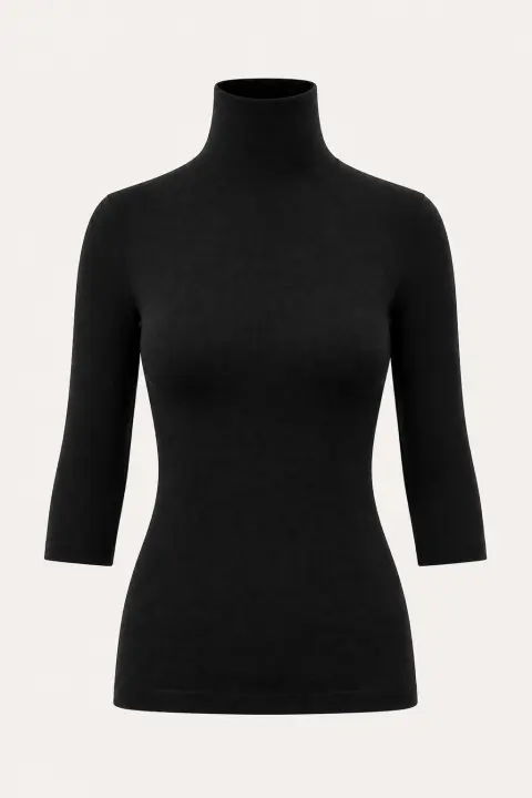 Three-Quarter Sleeve Integral Turtleneck Bodysuit