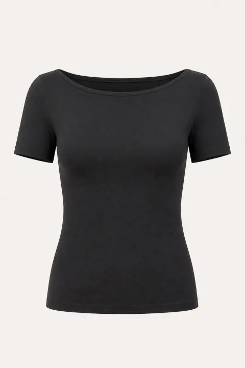 Short Sleeve Boat Neck Bodysuit