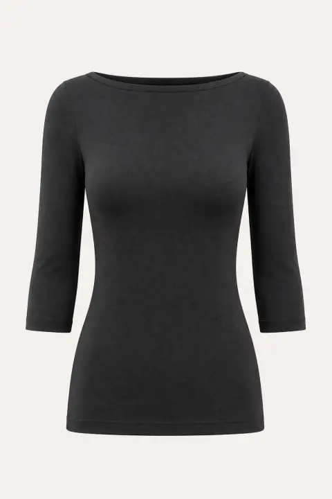 Three-Quarter Sleeve Boat Neck Bodysuit