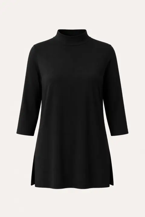 Three-Quarter Sleeve Mock Neck Tunic