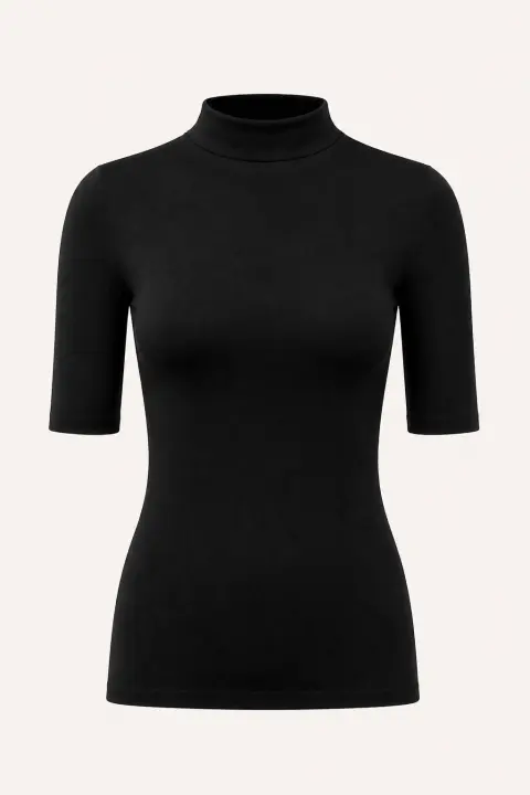 Elbow-Length Mock Neck Bodysuit