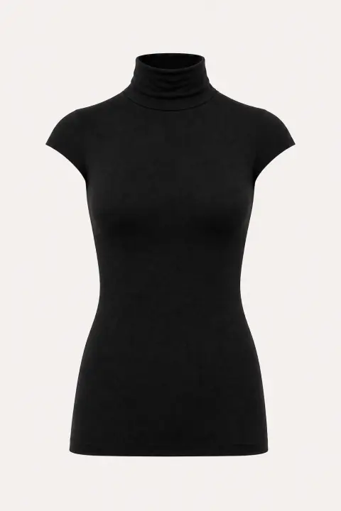 Cap Sleeve Integral Turtleneck Bodysuit