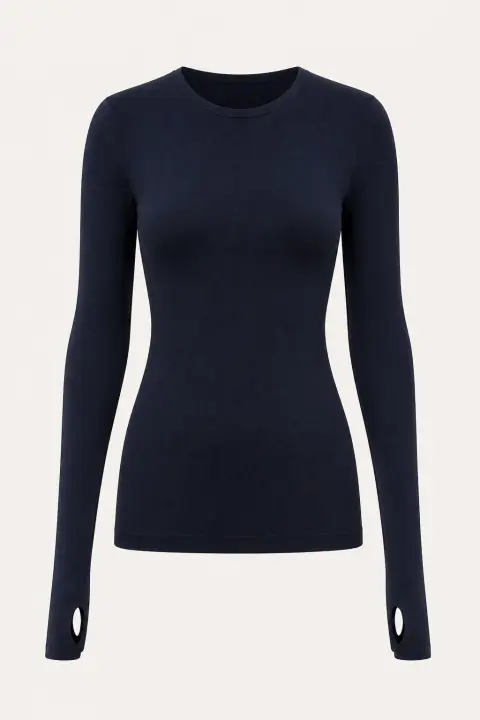Thumbhole Sleeve Crew Neck Bodysuit
