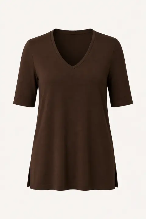 Elbow-Length V-Neck Tunic