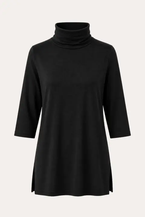 Three-Quarter Sleeve Turtleneck Tunic