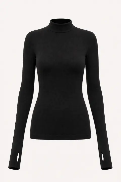 Thumbhole Sleeve Mock Neck Bodysuit