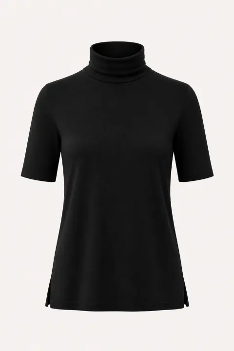 Elbow-Length Integral Turtleneck Tunic