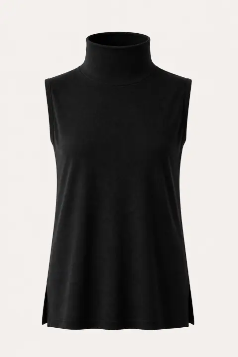 Sleeveless Integral Turtleneck Tunic