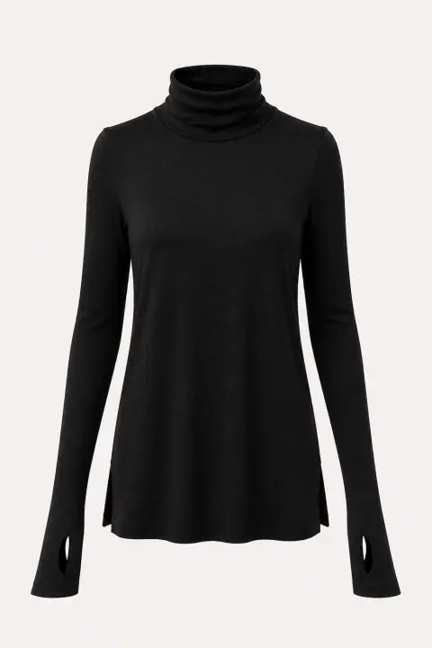 Thumbhole Sleeve Turtleneck Tunic